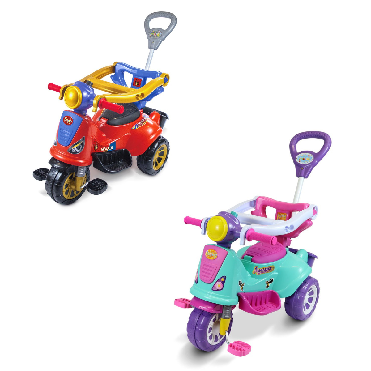 Triciclo Infantil Andador de Passeio com Pedal com Proteção Cor:vermelho - 4