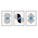Ver imagem 1 de kit com 3 Quadros Decorativos Abstratos com Moldura e Vidro para Sala Quarto Escritório e Clínica 52