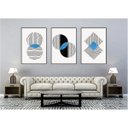 Ver imagem 2 de kit com 3 Quadros Decorativos Abstratos com Moldura e Vidro para Sala Quarto Escritório e Clínica 52