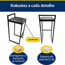 Ver imagem 4 de Kit 5 Banquetas Bar Alta Quadrada Modelo Pub com Encosto Preta Assento Preto
