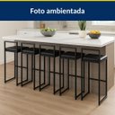 Ver imagem 2 de Kit 5 Banquetas Bar Alta Quadrada Modelo Pub com Encosto Preta Assento Preto