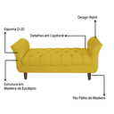 Ver imagem 3 de Recamier Puff Banco Namoradeira Sofá Sala 2 Lugares 150cm Grécia Suede Amarelo - Incasa Decor