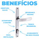 Ver imagem 4 de Fechadura Para Porta Externa Perfil Estretiro Aço Inox Polido Cromado + Dobradiças Aço Zincado Pino