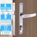 Ver imagem 5 de Fechadura Para Porta Externa Perfil Estretiro Aço Inox Polido Cromado + Dobradiças Aço Zincado Pino