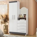 Ver imagem 2 de Cômoda New Capri 2 Portas e 4 Gavetas Quadriflex Branco/titanium com Espelho - Móveis Albatroz