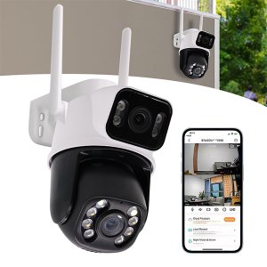 Câmera Wi-fi Ip de Segurança 2 em 1 Fixa e Movel com Áudio Visão Noturna Resistente À Água:branco