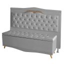 Ver imagem 1 de Kit Cabeceira de Cama Box e Calçadeira Baú Madri Queen 160 Cm Suede Prata do Lar Móveis e Decoração