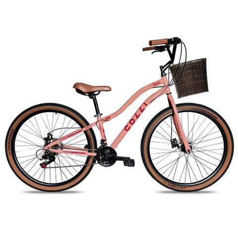 Bicicleta Viena Aro 29 Freio Disco 21v com Cestão Colli Cor Bronze Tamanho do Quadro 17 Rosa