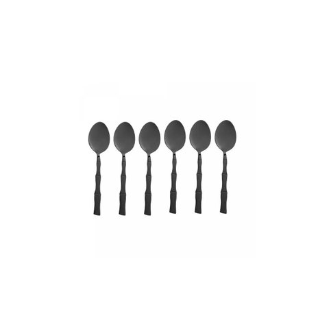 Conjunto 6 Colheres de Mesa de Aço Inox Bambu Elegant Preta 19,8cm - Lyor