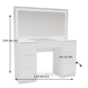 Ver imagem 4 de Penteadeira para Quarto com Espelho Touch LED 7 Gavetas Iris Branco