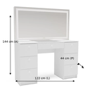 Ver imagem 4 de Penteadeira para Quarto com Espelho Touch LED 7 Gavetas Iris Branco