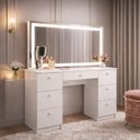 Ver imagem 1 de Penteadeira para Quarto com Espelho Touch LED 7 Gavetas Iris Branco