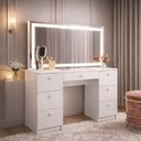 Ver imagem 1 de Penteadeira para Quarto com Espelho Touch LED 7 Gavetas Iris Branco