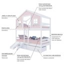 Ver imagem 4 de Beliche Casinha Dos Sonhos com Escada/ Escorregador e 02 Gavetas Madeira Maciça Rosa/ Branco Housin