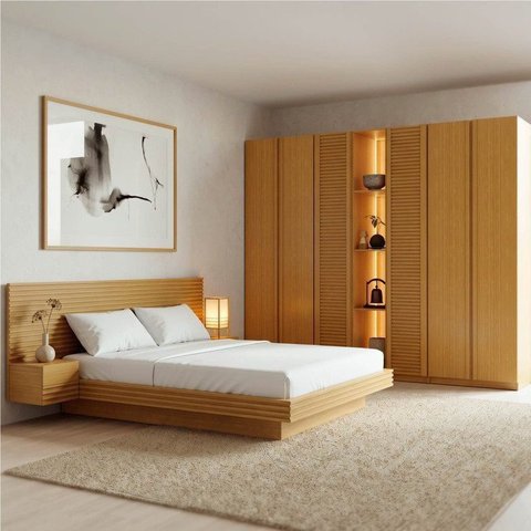 Guarda Roupa Planejado 6 Portas 2 Mesas Samambaia CabeCasa MadeiraOriginals Marrom/Carvalho