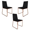 Ver imagem 1 de Kit 3 Cadeiras de Jantar Lille Base Aramado Bronze Veludo Preto - Montanaris Decor