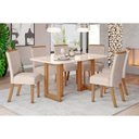 Ver imagem 1 de Conjunto: Mesa Sala Jantar Yara C/ Tampo Madeirado C/ Vidro Curvo 160x90cm e 6 Cadeiras Malu Nature/