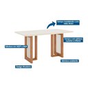 Ver imagem 2 de Conjunto: Mesa Sala Jantar Yara C/ Tampo Madeirado C/ Vidro Curvo 160x90cm e 6 Cadeiras Malu Nature/