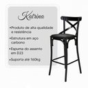 Ver imagem 3 de Kit 6 Banquetas Katrina com Encosto em Aço Preto Assento em Corano para Bancada de Cozinha - Preto