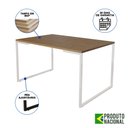 Ver imagem 3 de Mesa Industrial Base Ferro Branco 137x90 Tampo Amêndoa 4 Cadeiras Eiffel Ferro Branco Assento Amarel