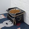 Comedouro Cachorro Elevado Pet Tigela Ração Inox Saudável - Preto - 1