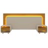 Cabeceira Innova Casal Queen King com 2 Mesas de Cabeceira e Led Gelius Cor Naturale Off White - 1