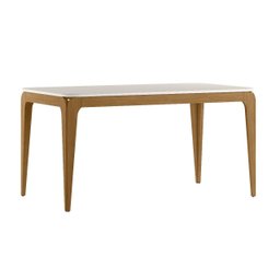 Mesa Jantar Retangular Aurea 160cm com Tampo de Vidro:ype/off White - 1