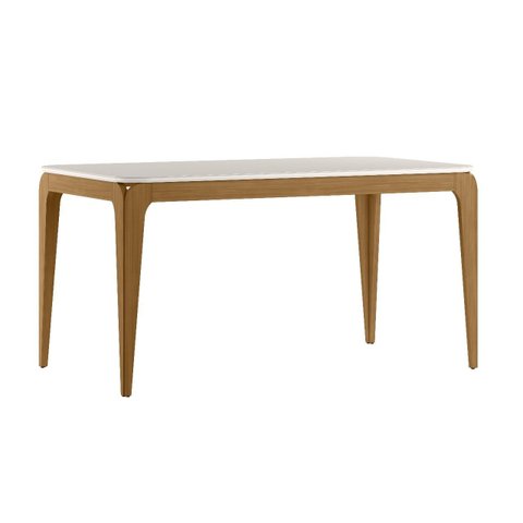 Mesa Jantar Retangular Aurea 160cm com Tampo de Vidro:ype/off White