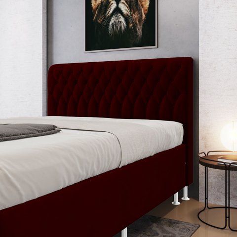 Cabeceira Estofada Bellatrix 160 para Cama Queen Sued Bordô Aradecor