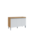 Ver imagem 1 de Balcão Armário de Cozinha Manu 120cm Amêndoa/branco sem Tampo - Ajl