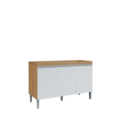 Balcão Armário de Cozinha Manu 120cm Amêndoa/branco sem Tampo - Ajl