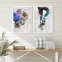 Ver imagem 1 de Kit 2 Quadros Decorativos Aquarela Futebol 33x24cm - com Vidro:madeira Preta