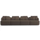 Ver imagem 3 de Sofá 5 Lugares para Sala de Estar Living 388cm Arlo F04 Veludo Marrom - Lyam Decor