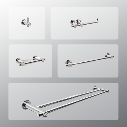 Kit Acessórios Para Banheiros 5 Peças Inox - Kromus Kitrd5a