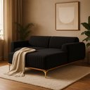 Ver imagem 2 de Sofá com Chaise Lado Direito 230cm Cocie Linho Preto Acinzentado - Sallar Home