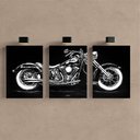Ver imagem 2 de Kit 3 Quadro Decorativo Moto Clássica Custom Garagem Quarto Qualidade Premium Moderno 28x20cm
