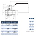 Ver imagem 2 de Válvula Esfera 1 Passagem Plena Fêmea X Fêmea Latão Forjado Alavanca Industrial Pn40 Ivm Italy