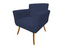 Ver imagem 3 de Kit Namoradeira + 1 Poltrona Decorativa Sabrina Suede Azul Marinho Pés Madeira Mz Decor