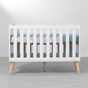 Ver imagem 2 de Kit Quarto Theo com Pés Retrô Natural - Berço + Cômoda 3 Gavetas - Branco Fosco Abra Cadabra