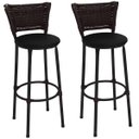 Ver imagem 1 de Kit 2 Banquetas Altas Preta com Encosto Junco Argila Assento Preto