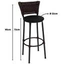 Ver imagem 2 de Kit 2 Banquetas Altas Preta com Encosto Junco Argila Assento Preto