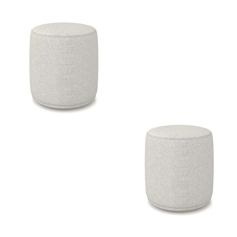 Puff Redondo Orgânico para Sala Kit 2 Malu Linho M11 - D’Rossi