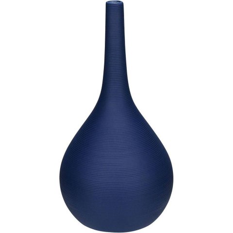 Vaso Decorativo Enfiete Casa Aparador Garrafa Home&co Cerâmica 29x15x15cm Azul Navy
