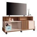 Ver imagem 2 de Rack Bancada de Tv 50 Pol 136cm Graci Castanho/off White - Hb Móveis