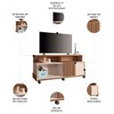 Ver imagem 3 de Rack Bancada de Tv 50 Pol 136cm Graci Castanho/off White - Hb Móveis