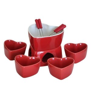 Conjunto para Fondue com 10 Peças, 1 Panela em Cerâmica 500 Ml, 14*14cm