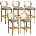 Ver imagem 1 de Kit 05 Banquetas Altas Para Cozinha Bancada Sala Tela Betta Fixa L02 Suede Cinza - Lyam Lyam Decor