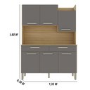 Ver imagem 2 de Armário de Cozinha Compacta Mdf 6 Portas Modena Plus - Freijó/gris