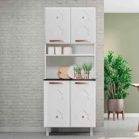 Armário Paneleiro Duplo de Aço 4 Portas Mirage Branco