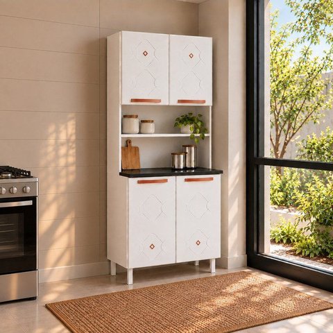 Armário Paneleiro Duplo de Aço 4 Portas Mirage Branco